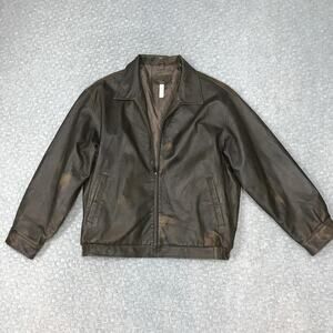 Austin Clothing Co Leather Jacket Mens XL Brown Zip Bomber Pig Nappa Quilted